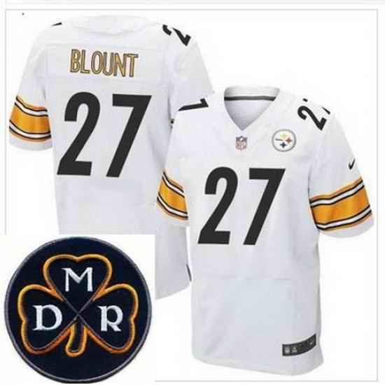 Men's Nike Pittsburgh Steelers #27 LeGarrette Blount White NFL Elite MDR Dan Rooney Patch Jersey
